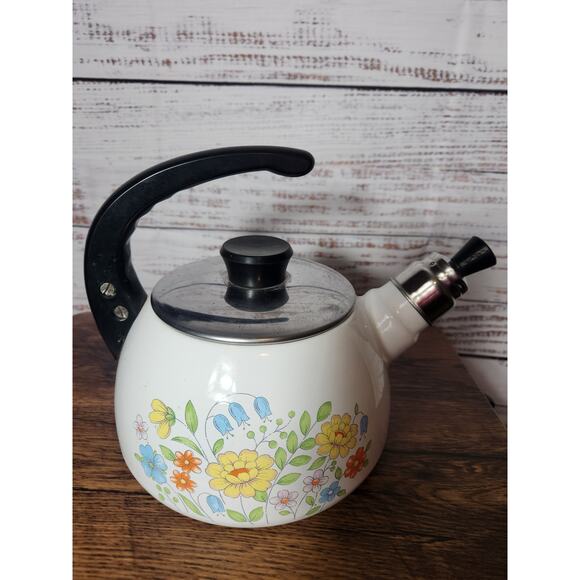 Finland Kaarna enamel Vintage Teapot in a Floral Bouquet - Picture 3 of 9